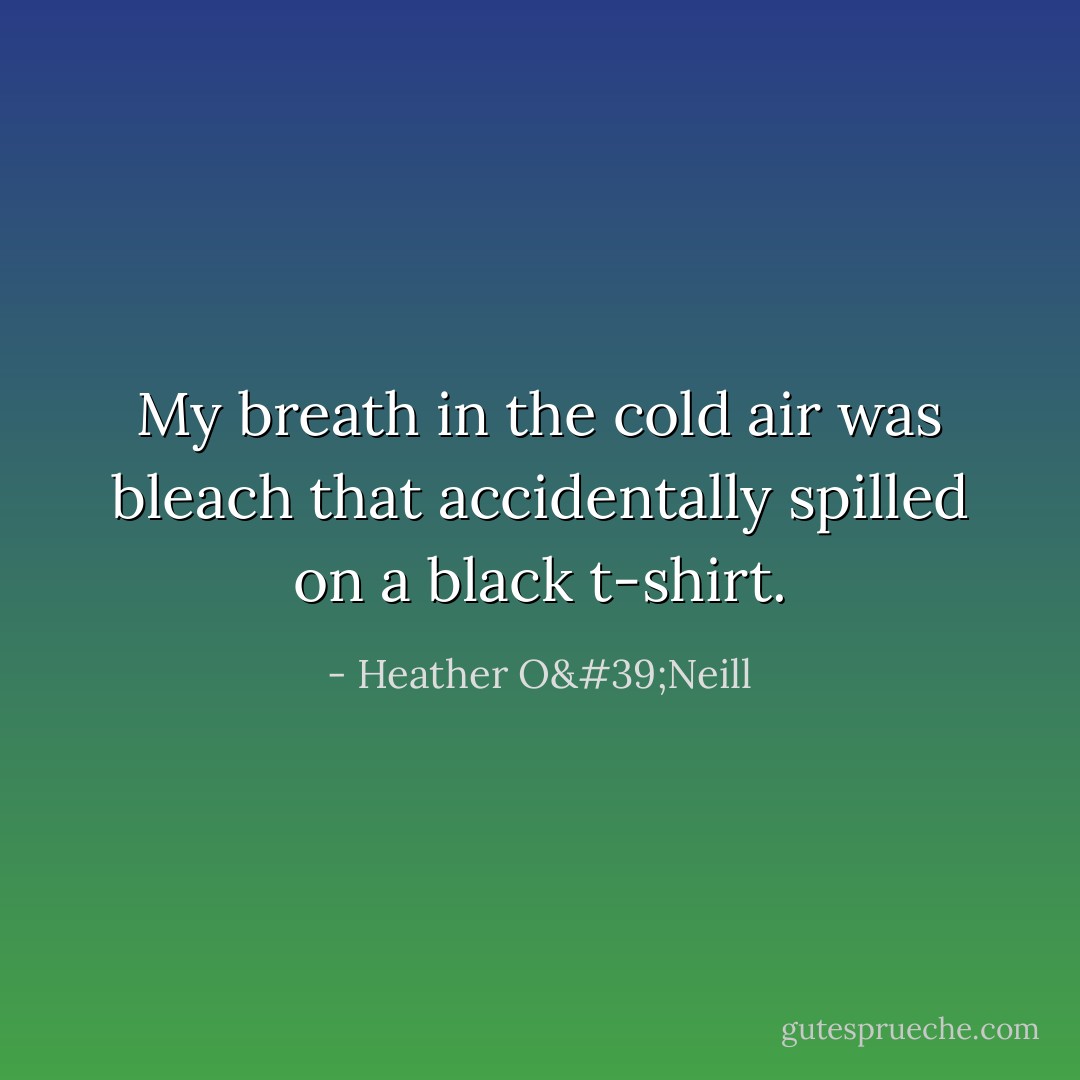 My breath in the cold air was bleach that accidentally spilled on a black t-shirt. - Heather O'Neill