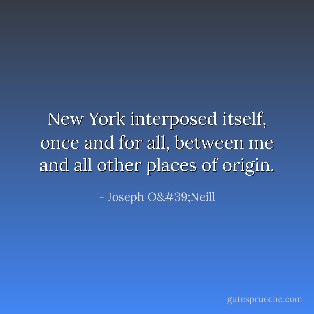New York interposed itself, once and for all, between me and all other places of origin. - Joseph O'Neill