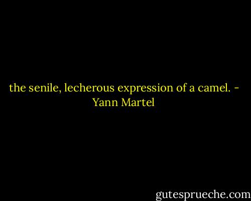 the senile, lecherous expression of a camel. - Yann Martel