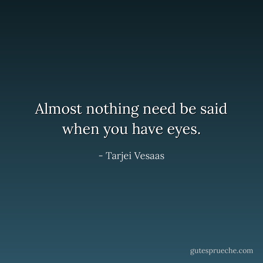 Almost nothing need be said when you have eyes. - Tarjei Vesaas