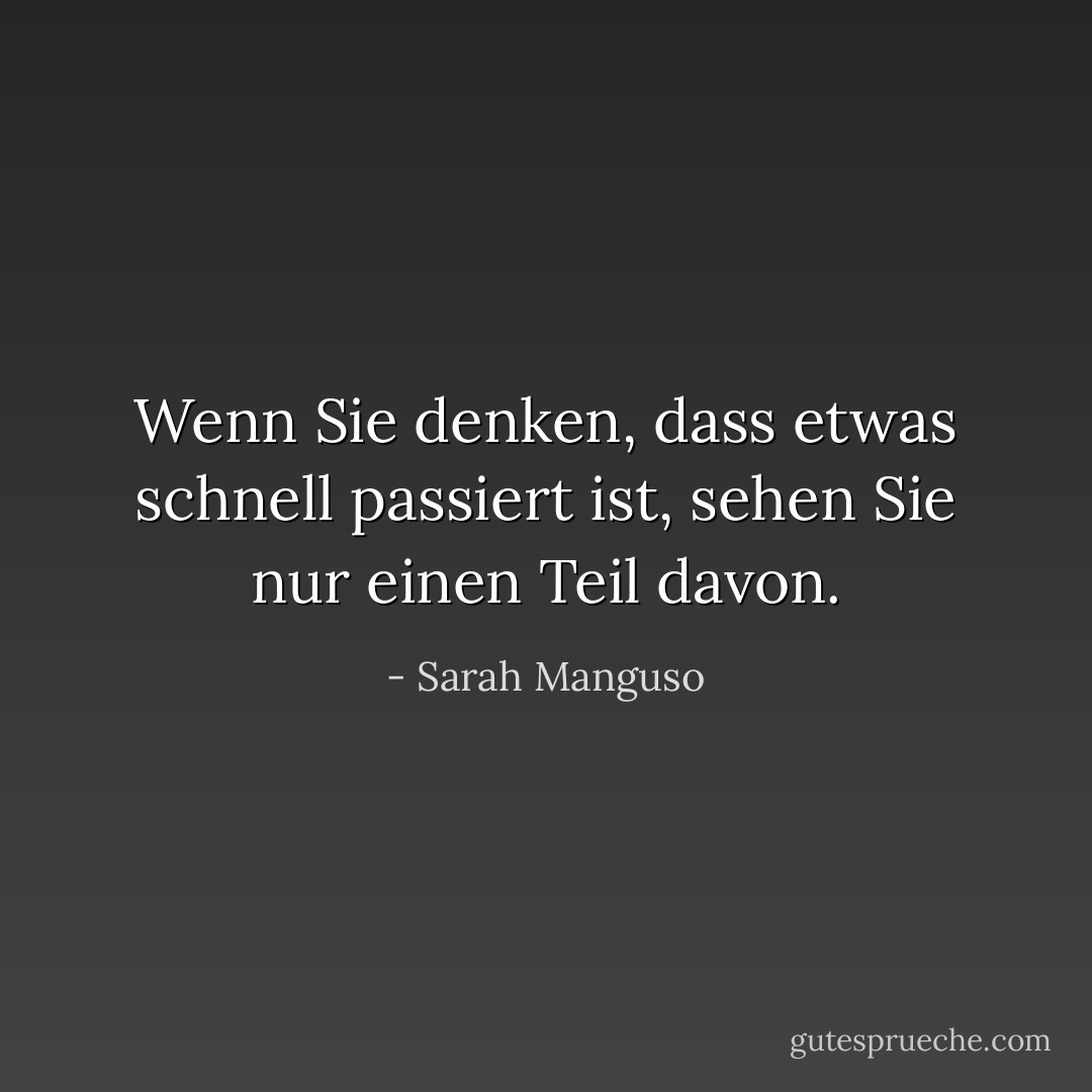Wenn Sie denken, dass etwas schnell passiert ist, sehen Sie nur einen Teil davon. - Sarah Manguso<
