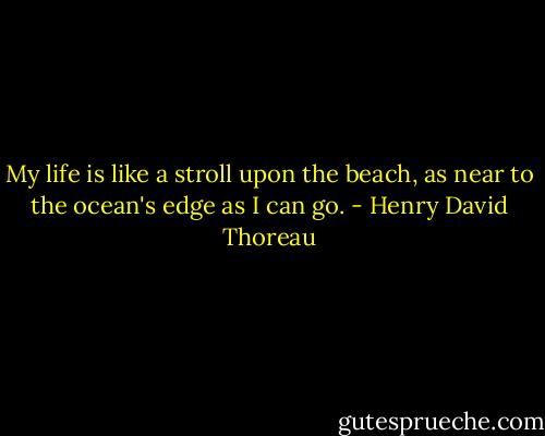 My life is like a stroll upon the beach, as near to the ocean's edge as I can go. - Henry David Thoreau