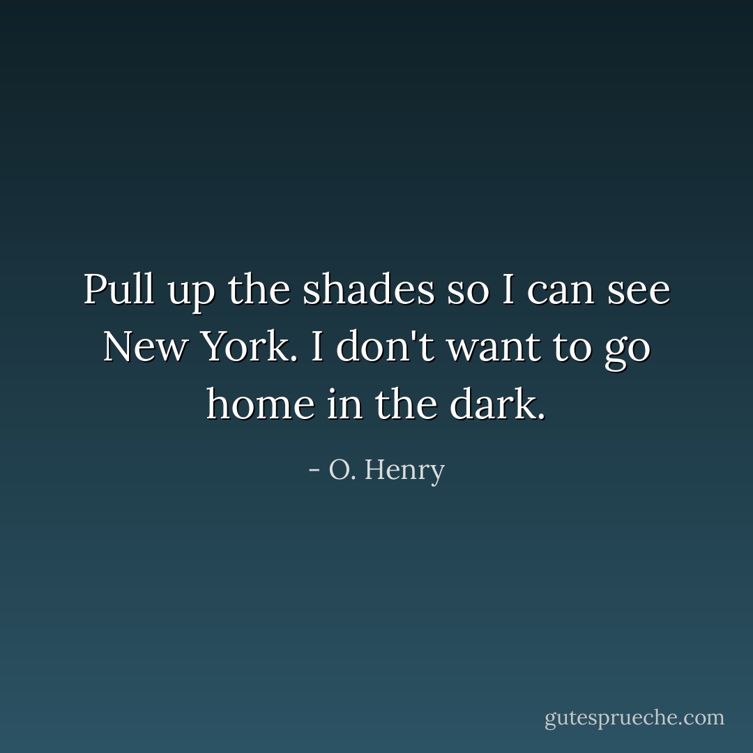 Pull up the shades so I can see New York. I don't want to go home in the dark. - O. Henry