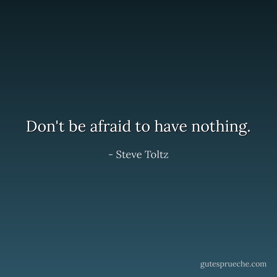 Don't be afraid to have nothing. - Steve Toltz