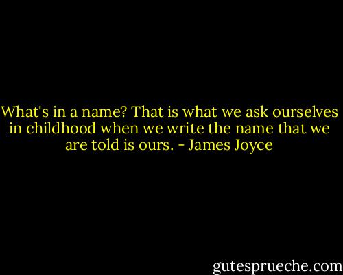 What's in a name? That is what we ask ourselves in childhood when we write the name that we are told is ours. - James Joyce