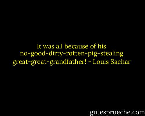 It was all because of his no-good-dirty-rotten-pig-stealing great-great-grandfather! - Louis Sachar