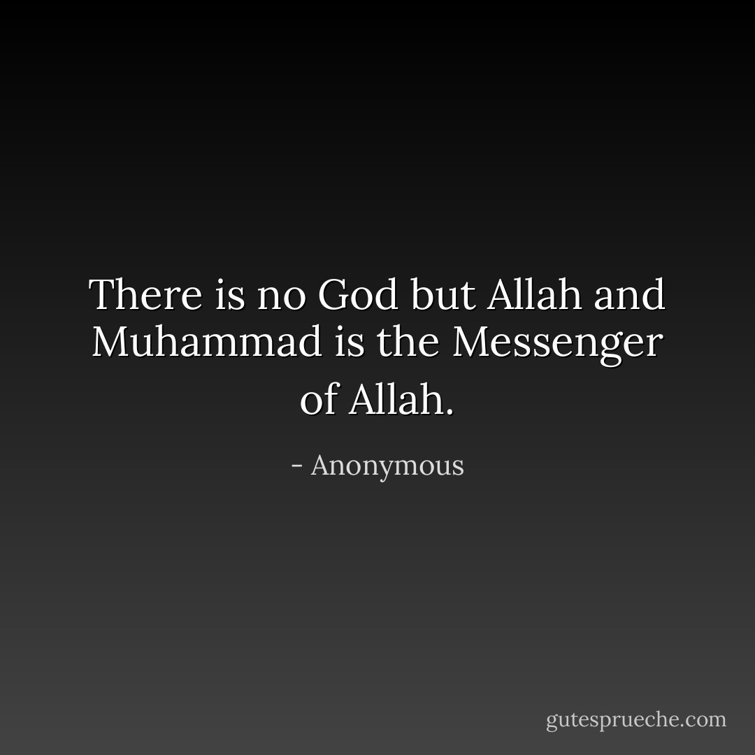 There is no God but Allah and Muhammad is the Messenger of Allah. - Anonymous