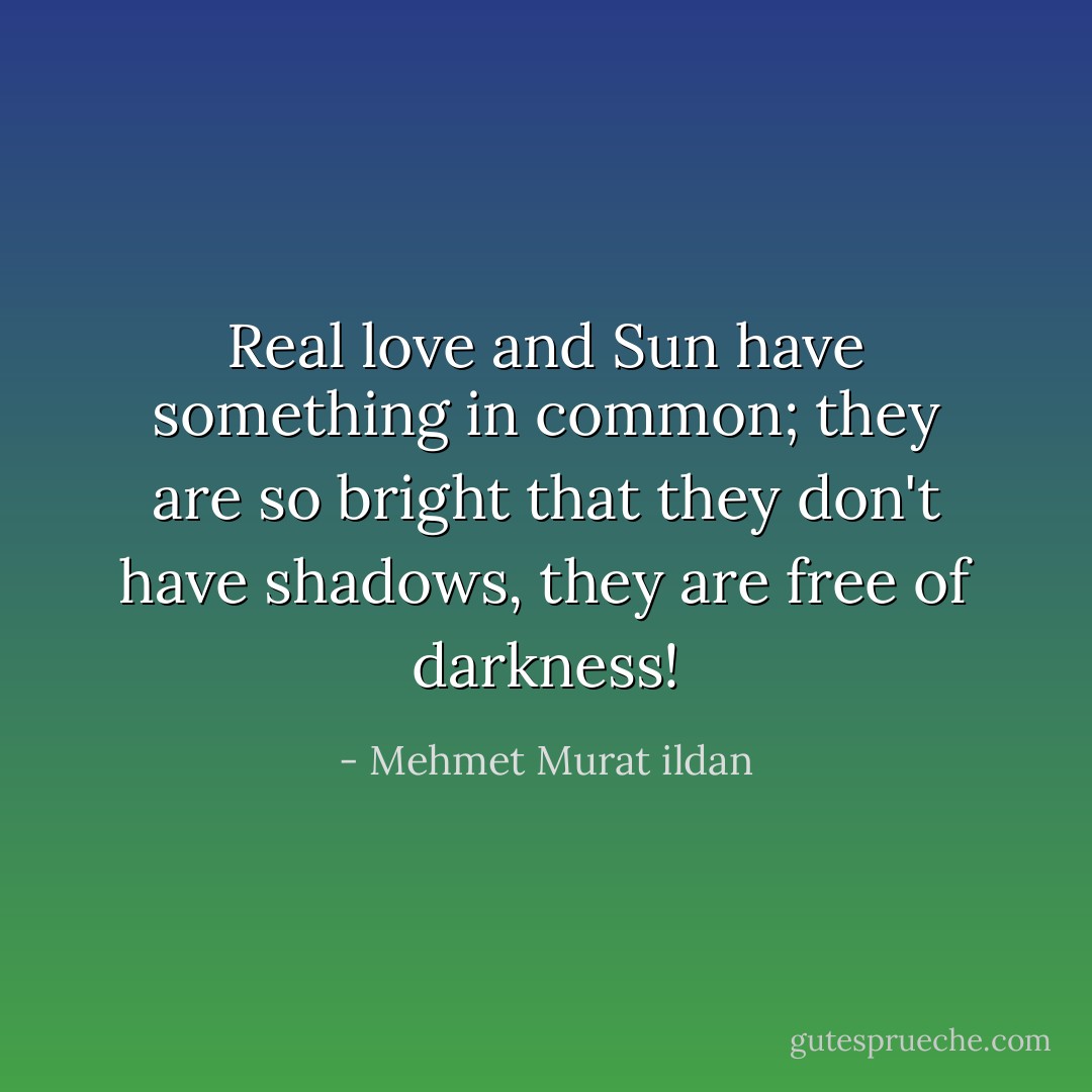 Real love and Sun have something in common; they are so bright that they don't have shadows, they are free of darkness! - Mehmet Murat ildan