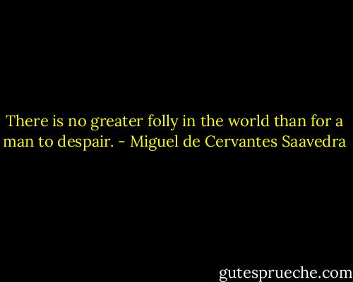 There is no greater folly in the world than for a man to despair. - Miguel de Cervantes Saavedra