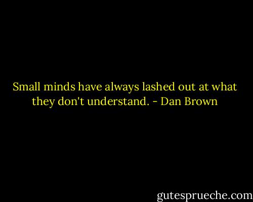 Small minds have always lashed out at what they don't understand. - Dan Brown