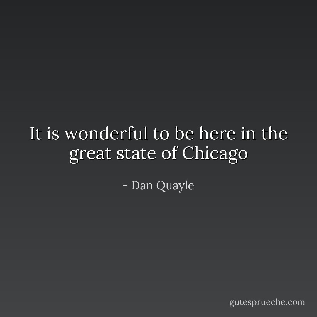 It is wonderful to be here in the great state of Chicago - Dan Quayle