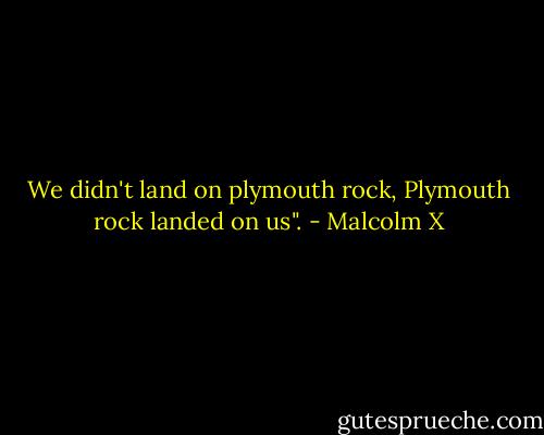 We didn't land on plymouth rock, Plymouth rock landed on us". - Malcolm X