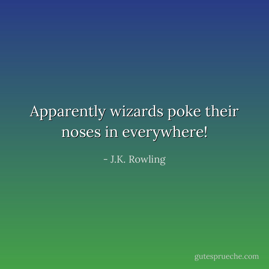 Apparently wizards poke their noses in everywhere! - J.K. Rowling