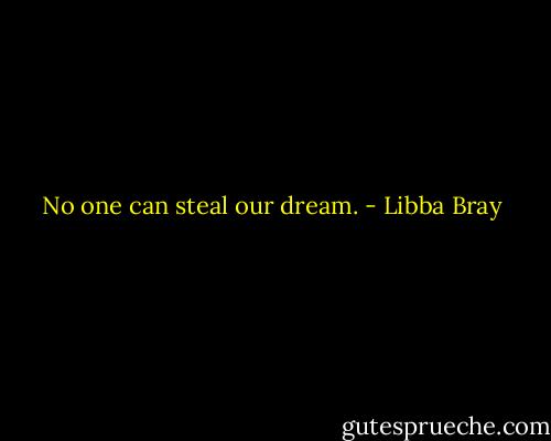 No one can steal our dream. - Libba Bray