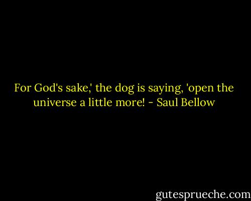 For God's sake,' the dog is saying, 'open the universe a little more! - Saul Bellow