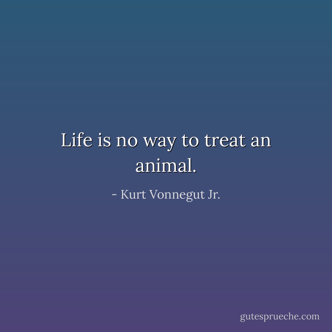 Life is no way to treat an animal. - Kurt Vonnegut Jr.