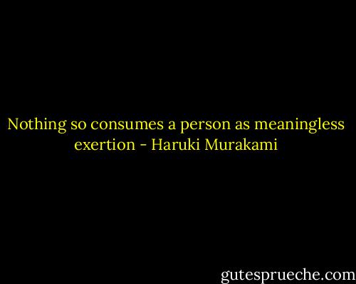 Nothing so consumes a person as meaningless exertion - Haruki Murakami