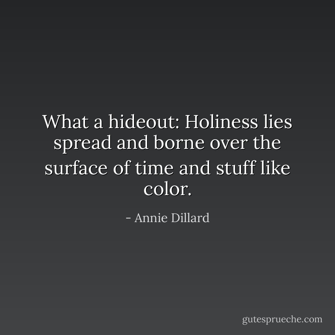 What a hideout: Holiness lies spread and borne over the surface of time and stuff like color. - Annie Dillard