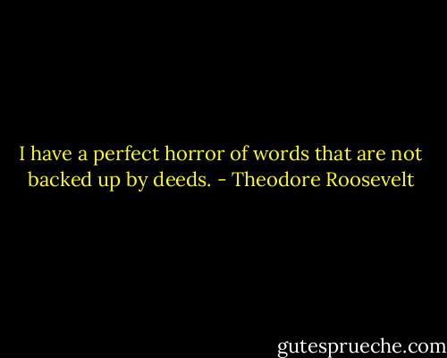I have a perfect horror of words that are not backed up by deeds. - Theodore Roosevelt