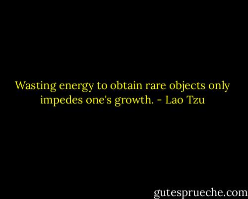 Wasting energy to obtain rare objects only impedes one's growth. - Lao Tzu