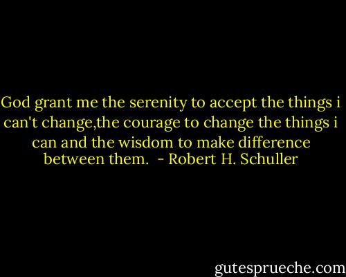 God grant me the serenity to accept the things i can't change,the courage to change the things i can and the wisdom to make difference between them.  - Robert H. Schuller