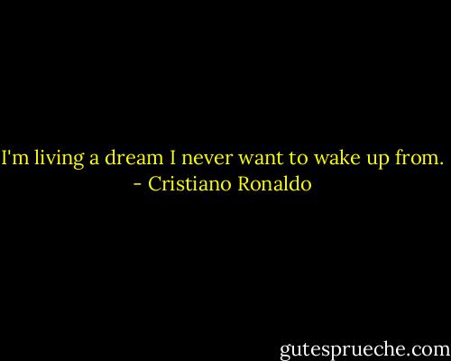 I'm living a dream I never want to wake up from. - Cristiano Ronaldo