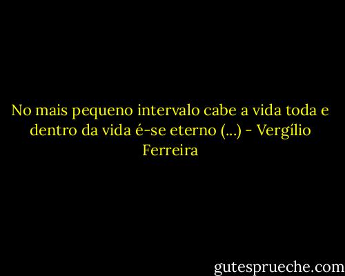 No mais pequeno intervalo cabe a vida toda e dentro da vida é-se eterno (...) - Vergílio Ferreira