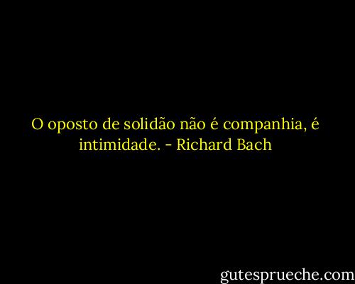O oposto de solidão não é companhia, é intimidade. - Richard Bach