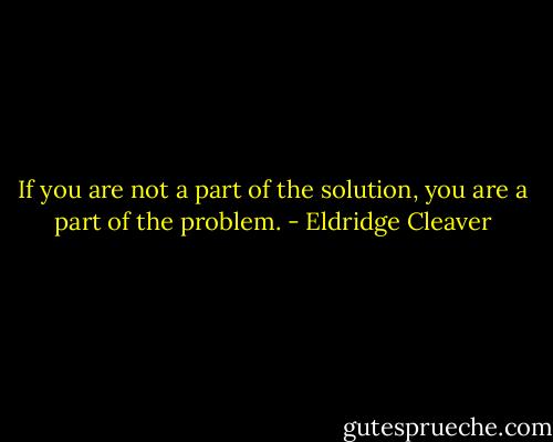 If you are not a part of the solution, you are a part of the problem. - Eldridge Cleaver