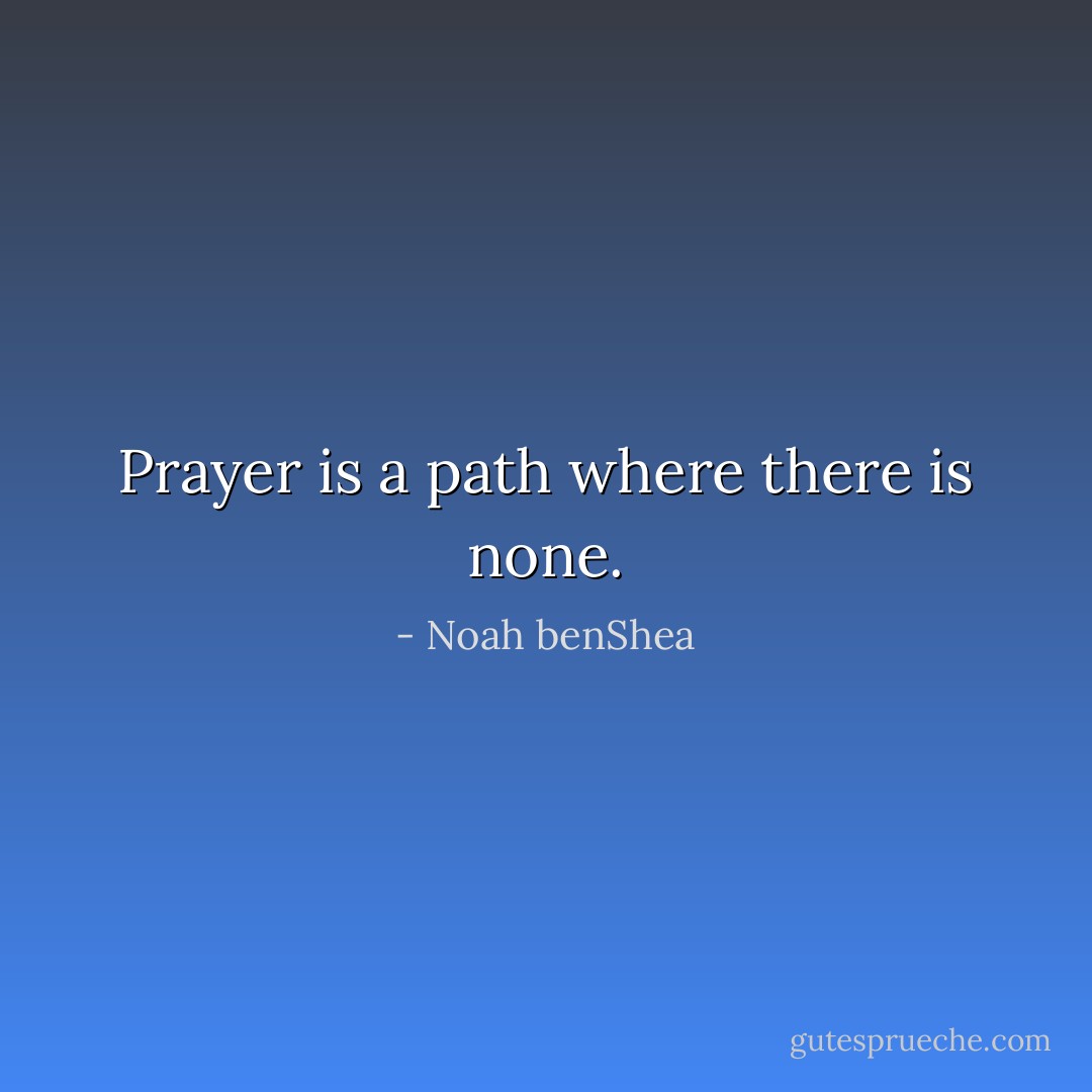 Prayer is a path where there is none. - Noah benShea