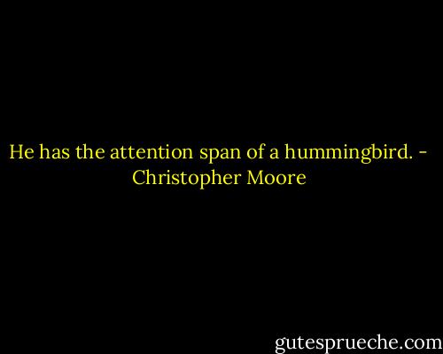 He has the attention span of a hummingbird. - Christopher Moore