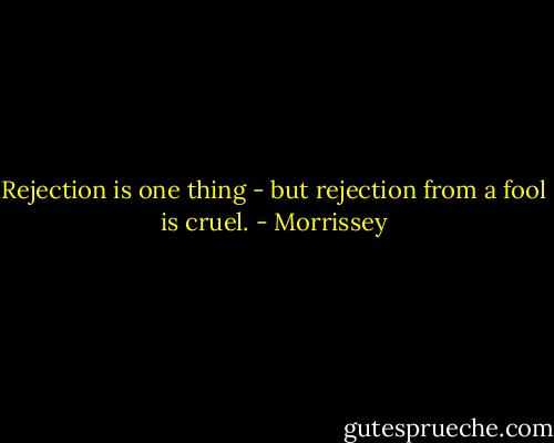 Rejection is one thing - but rejection from a fool is cruel. - Morrissey