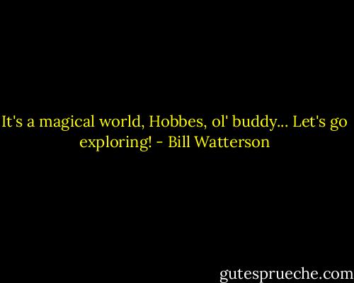 It's a magical world, Hobbes, ol' buddy... Let's go exploring! - Bill Watterson