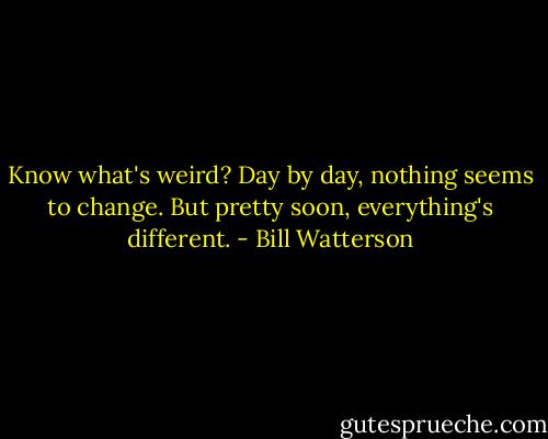 Know what's weird? Day by day, nothing seems to change. But pretty soon, everything's different. - Bill Watterson
