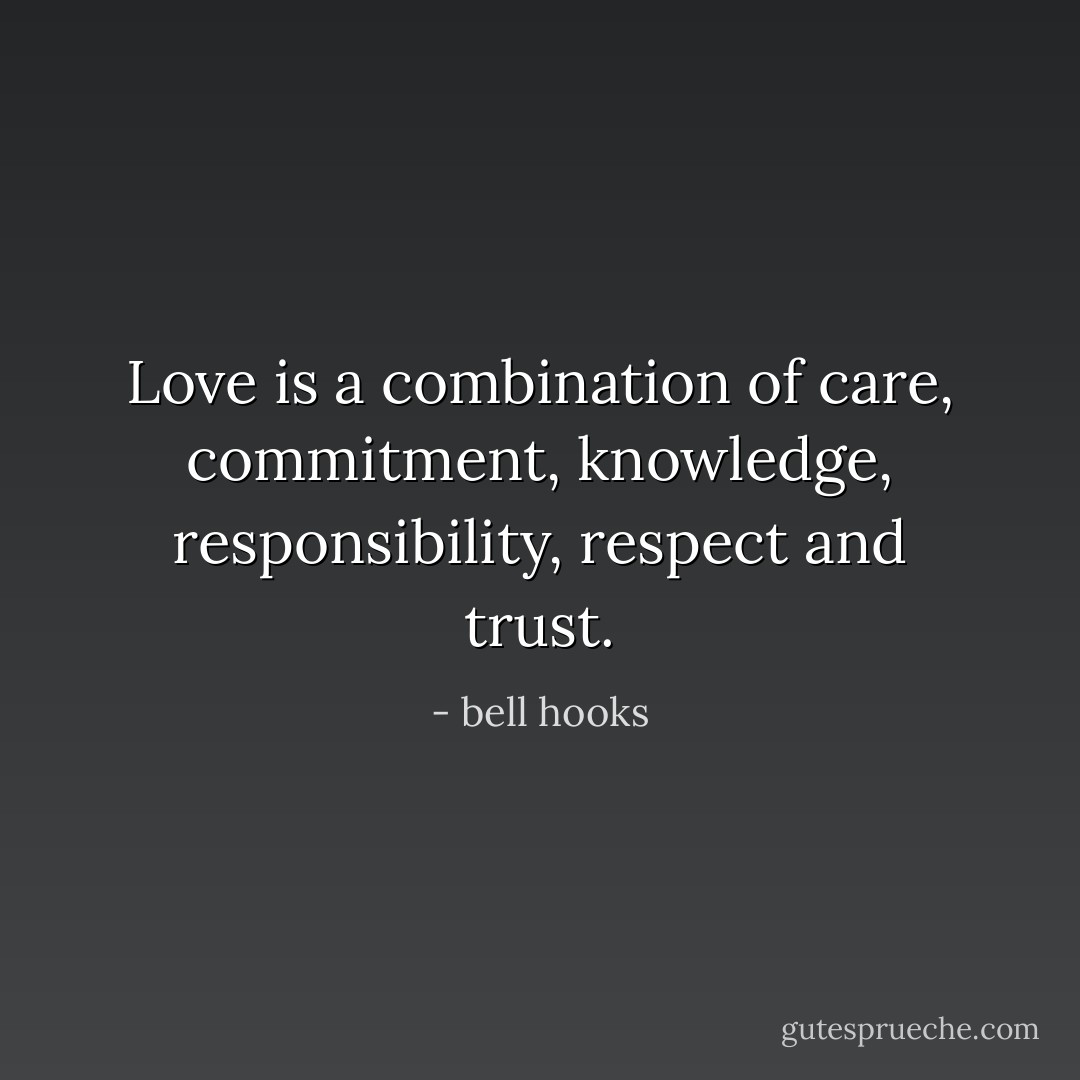 Love is a combination of care, commitment, knowledge, responsibility, respect and trust. - bell hooks