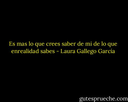Es mas lo que crees saber de mi de lo que enrealidad sabes - Laura Gallego García