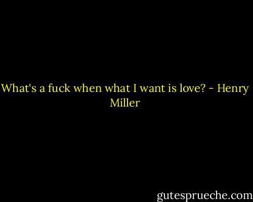 What's a fuck when what I want is love? - Henry Miller