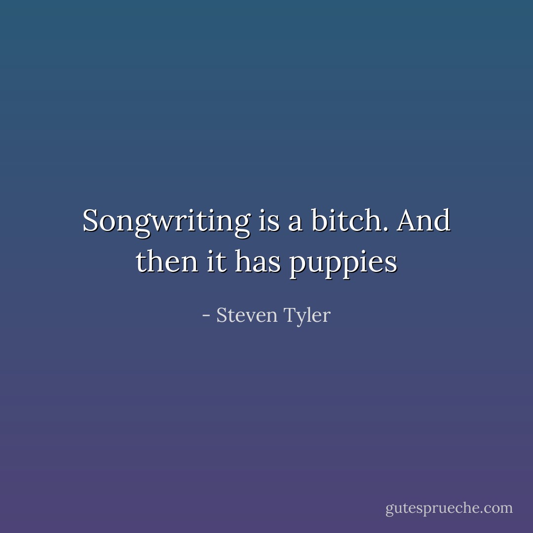 Songwriting is a bitch. And then it has puppies - Steven Tyler