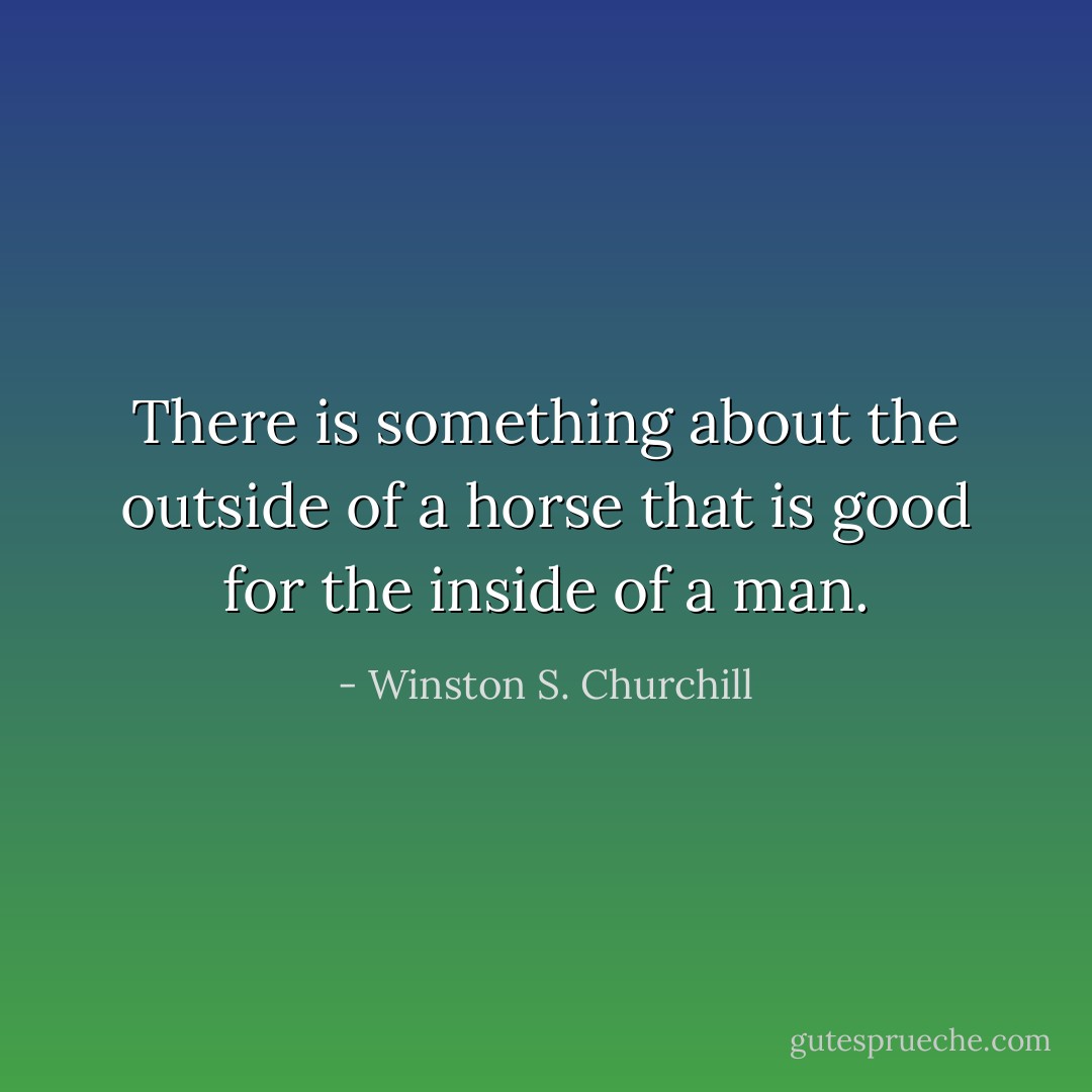There is something about the outside of a horse that is good for the inside of a man. - Winston S. Churchill