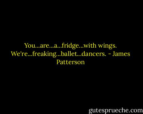 You...are...a...fridge...with wings. We're...freaking...ballet...dancers. - James Patterson
