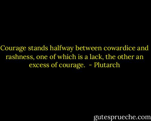 Courage stands halfway between cowardice and rashness, one of which is a lack, the other an excess of courage.  - Plutarch
