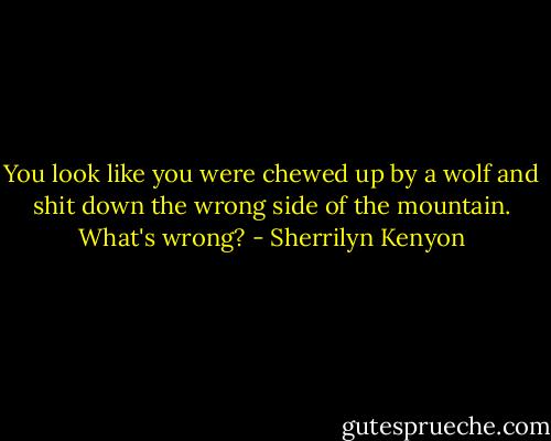 You look like you were chewed up by a wolf and shit down the wrong side of the mountain. What's wrong? - Sherrilyn Kenyon