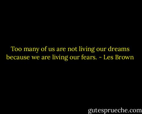 Too many of us are not living our dreams because we are living our fears. - Les Brown