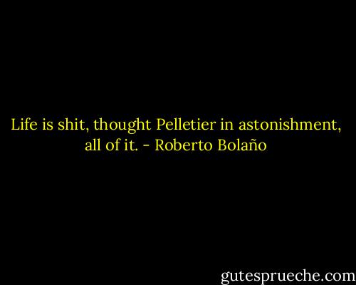 Life is shit, thought Pelletier in astonishment, all of it. - Roberto Bolaño