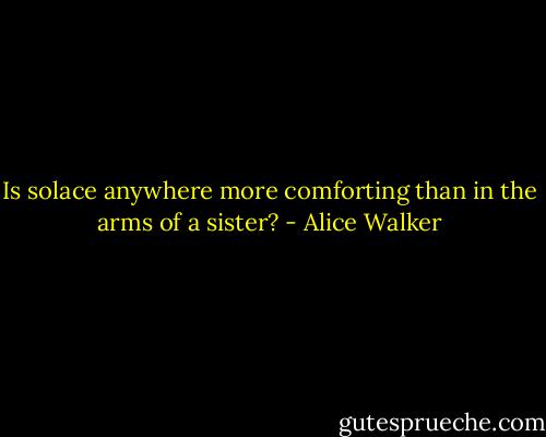 Is solace anywhere more comforting than in the arms of a sister? - Alice Walker