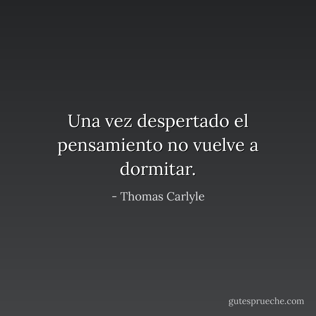Una vez despertado el pensamiento no vuelve a dormitar. - Thomas Carlyle