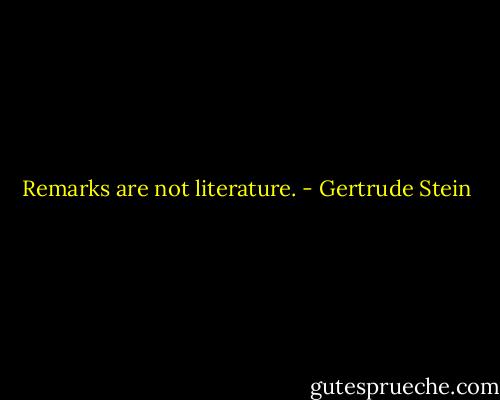 Remarks are not literature. - Gertrude Stein