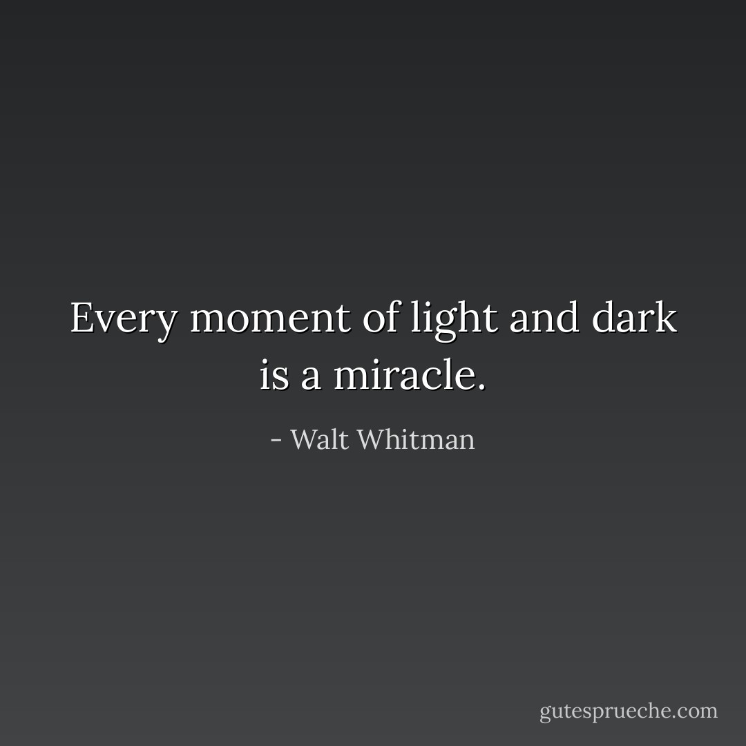Every moment of light and dark is a miracle. - Walt Whitman