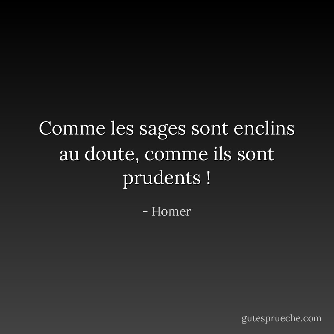 Comme les sages sont enclins au doute, comme ils sont prudents ! - Homer