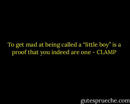 To get mad at being called a “little boy” is a proof that you indeed are one - CLAMP